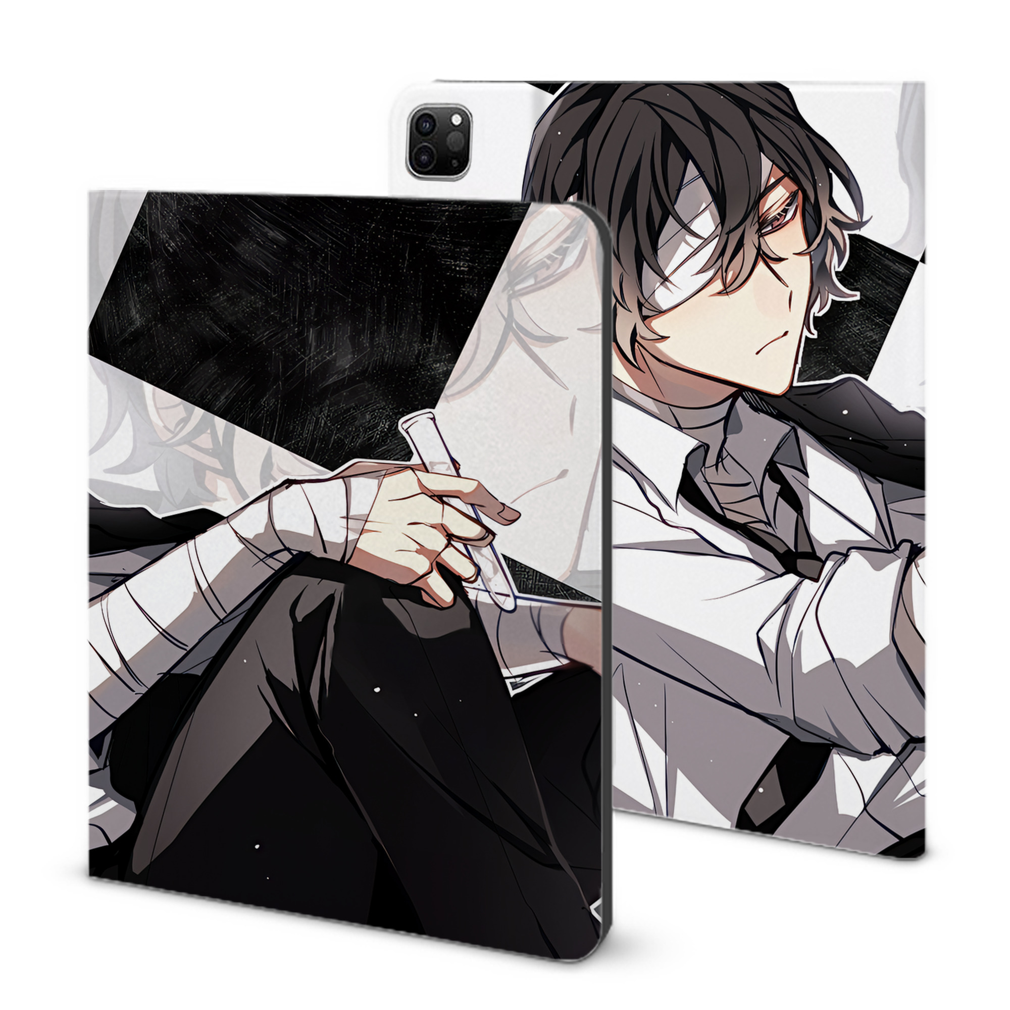 （画像用） 文豪ストレイドッグス Bungo Stray Dogs IPad ケース ブック型 PUレザー TPU 耐衝撃 軽量 薄型 ペン収納なし 全面保護 IPad 各モデル対応